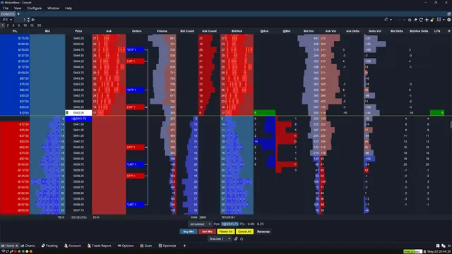 Depth of market ladder with Market by Order data